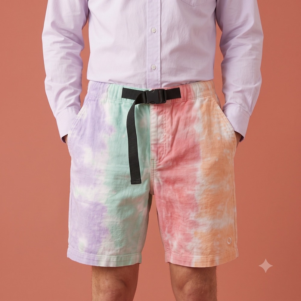 Empyre Dixon Tie Dye Shorts Men Small Pastel Multicolor Elastic Waist EUC‎